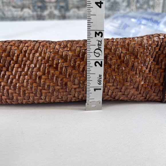 Fossil Brown Leather Woven Shoulder Bag Purse Boho Key Charm 90's Y2K Vintage - Picture 16 of 16